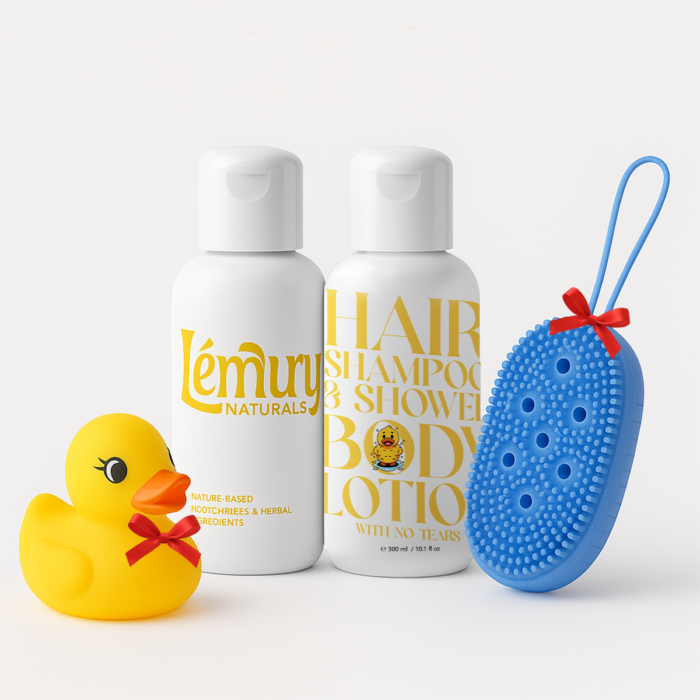 🐤 Lemury Kids – 1+1 Bundle with Duck Toy & Loofa 1